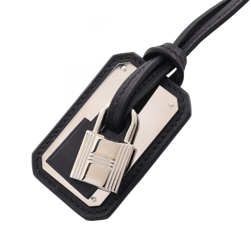 Hermes O'Kelly GM Necklace, Leather, Plated, Women's, Black/Silver